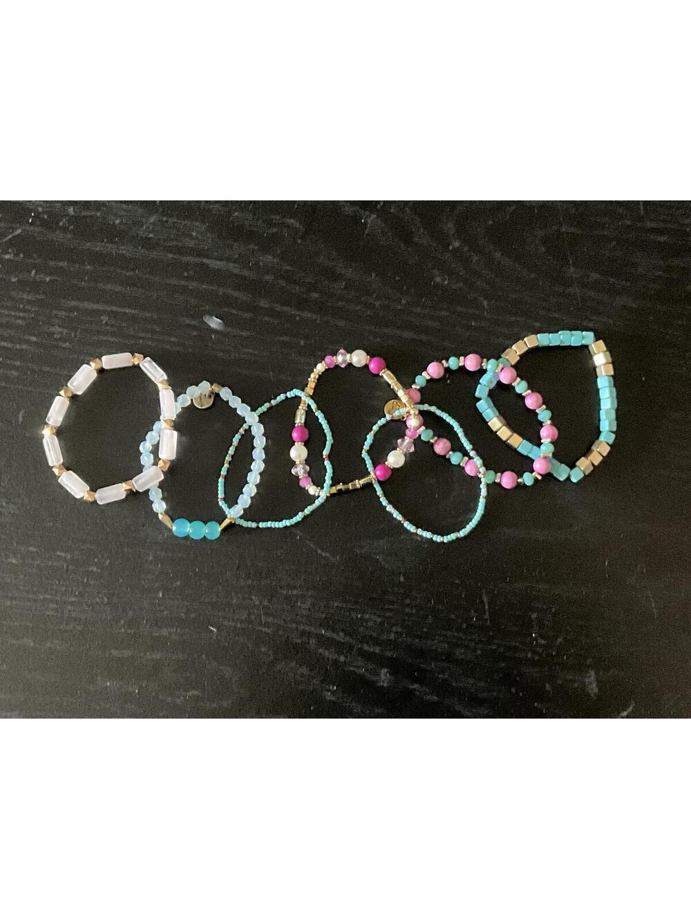Erimish Colorful Turquoise Fuchsia Bracelet Stack - Picture 4 of 4